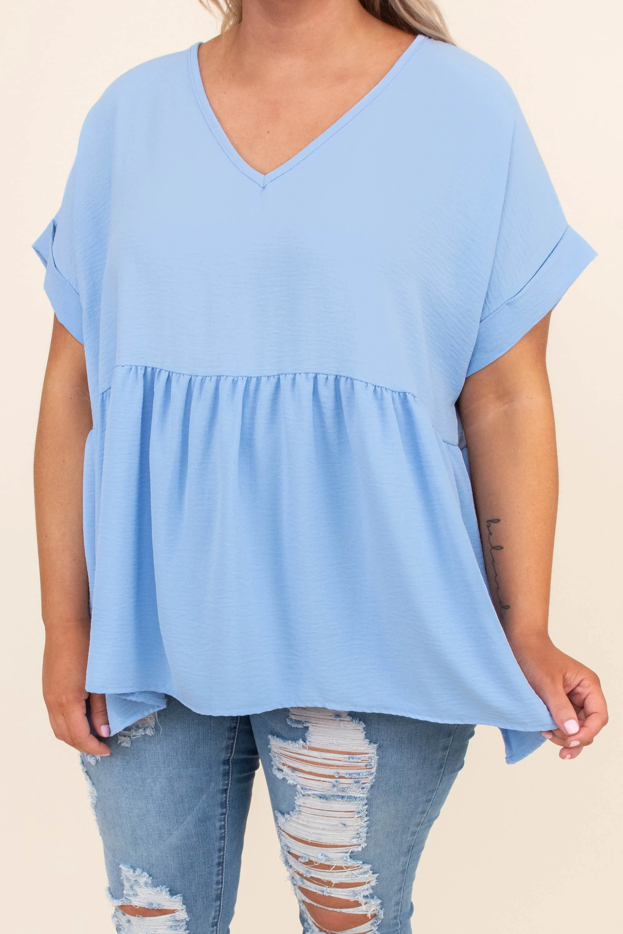 Wide Eyed Gaze Top, Blue
