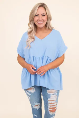 Wide Eyed Gaze Top, Blue