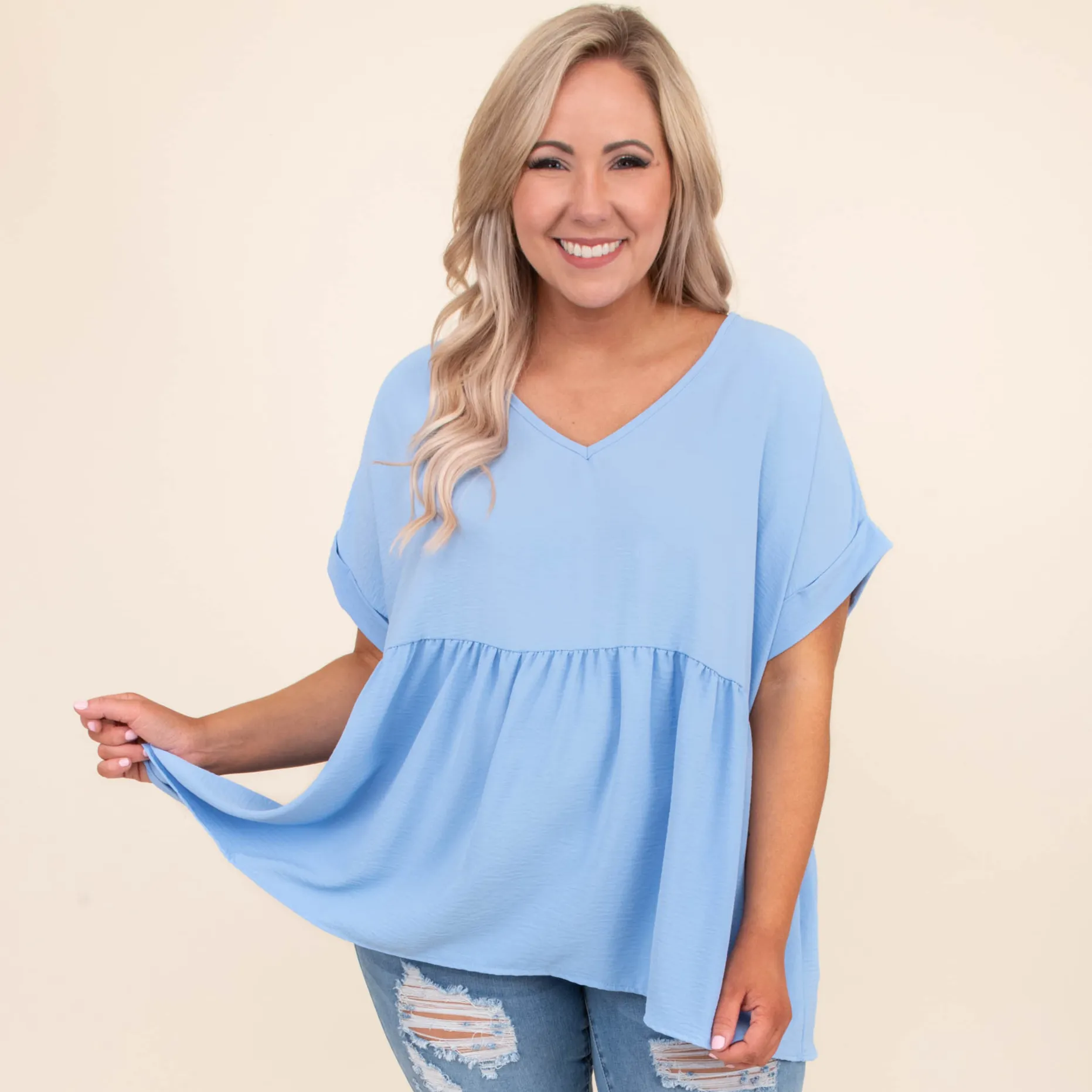 Wide Eyed Gaze Top, Blue