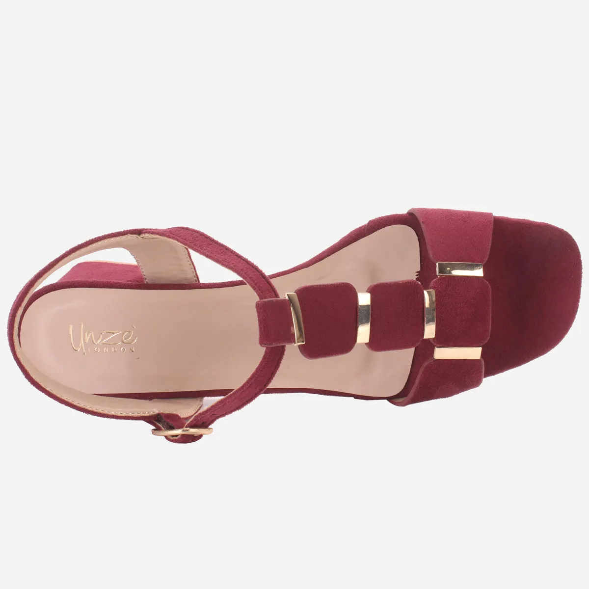 Womens "NAURAX" Fancy Block Heel Back Strap Sandals