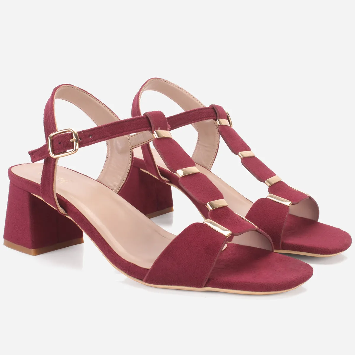 Womens "NAURAX" Fancy Block Heel Back Strap Sandals