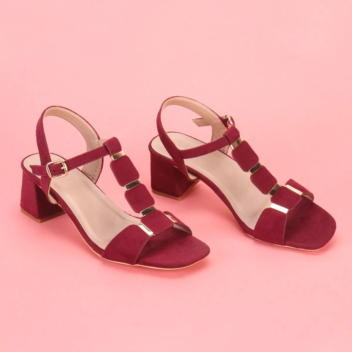 Womens "NAURAX" Fancy Block Heel Back Strap Sandals