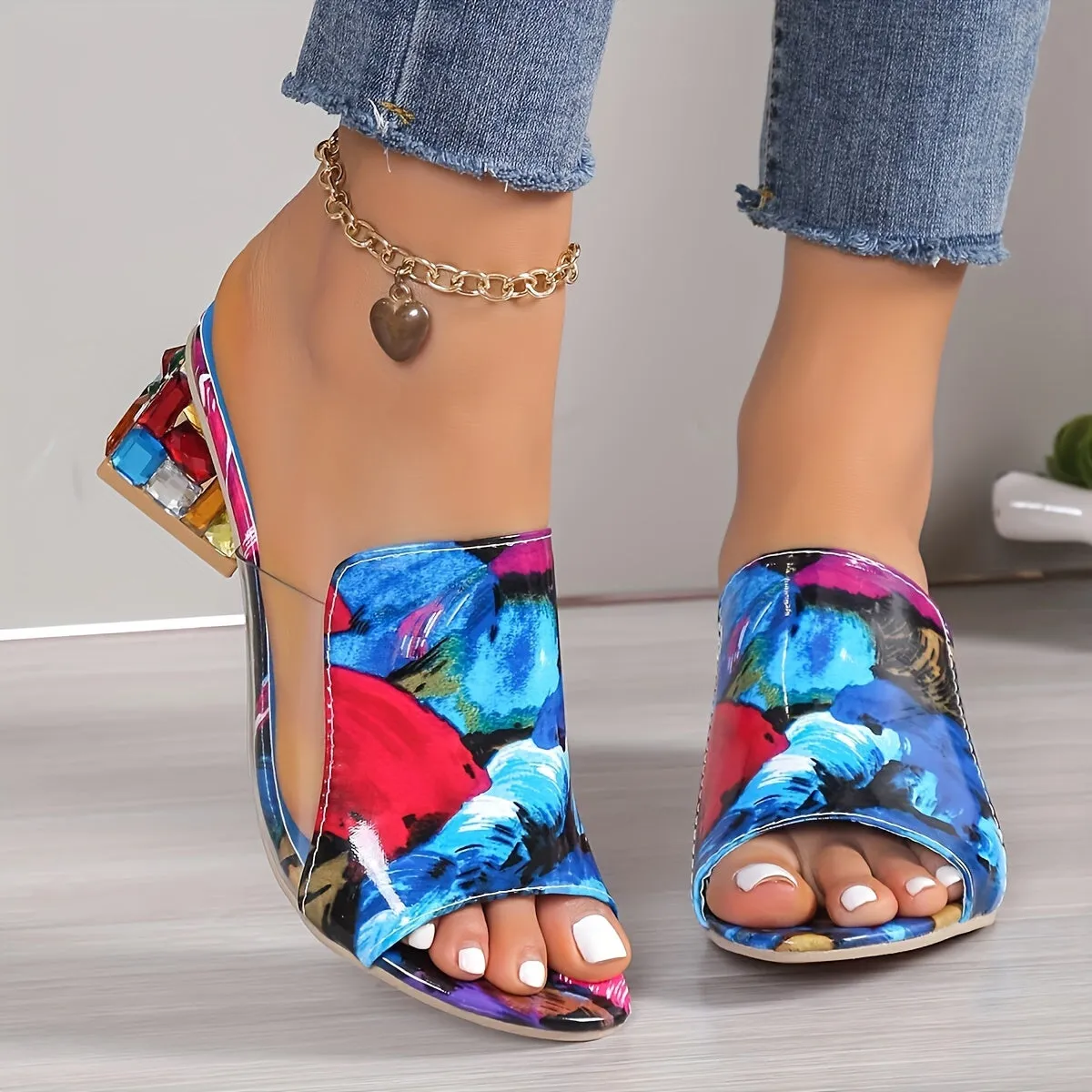 xieyinshe  Women's Trendy Chunky Heel Sandals, Fashion Open Toe Dress Pumps, Stylish Slip On Heels