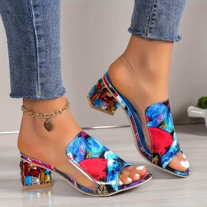 xieyinshe  Women's Trendy Chunky Heel Sandals, Fashion Open Toe Dress Pumps, Stylish Slip On Heels