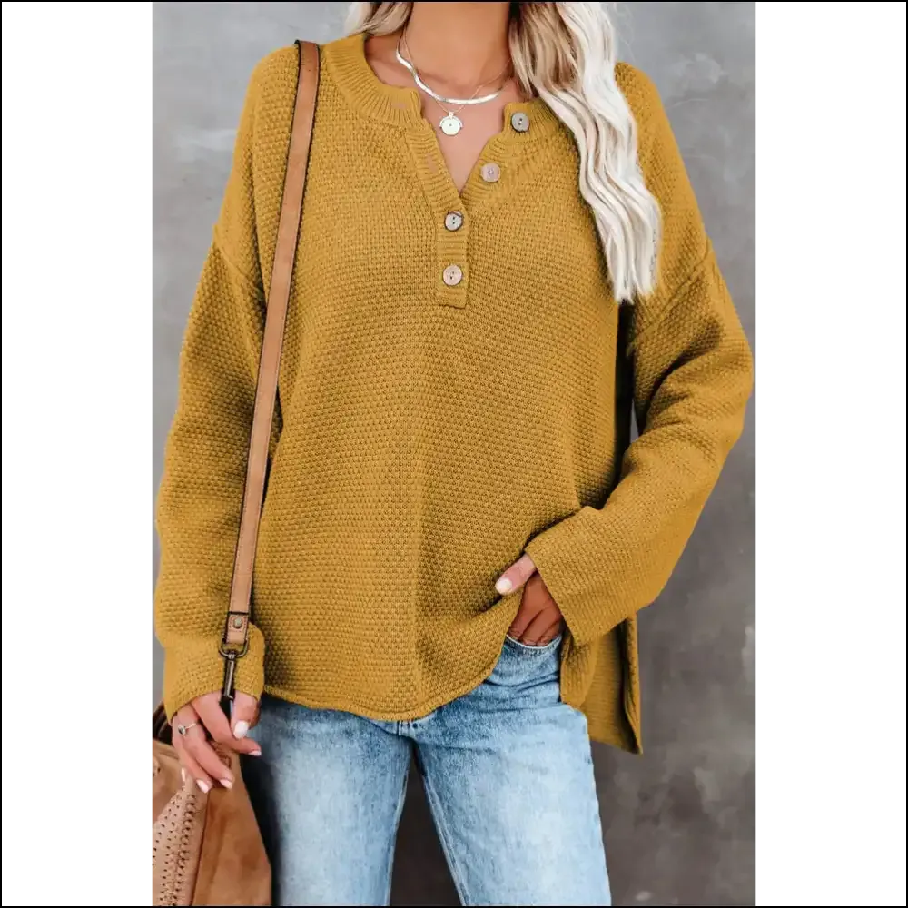 Yellow Drop Shoulder Henley: so Cozy, It's ! (needful Things) 💛