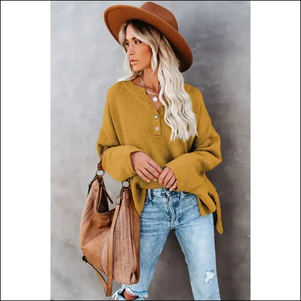 Yellow Drop Shoulder Henley: so Cozy, It's ! (needful Things) 💛