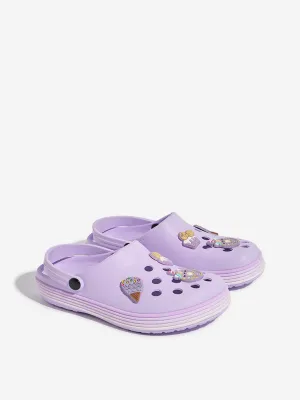 Yellow Lilac Applique-Detailed Perforated Clogs