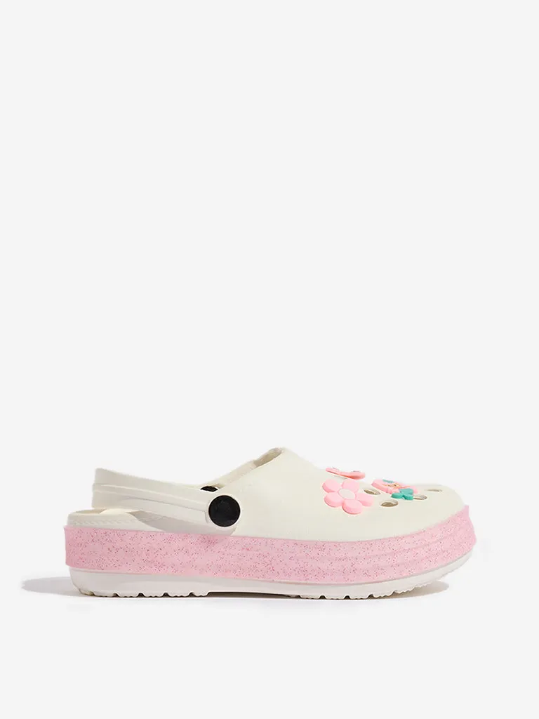 Yellow White Applique-Detailed Clog