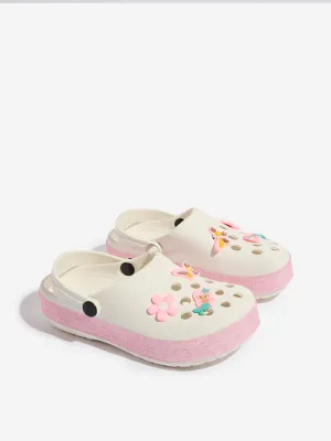 Yellow White Applique-Detailed Clog
