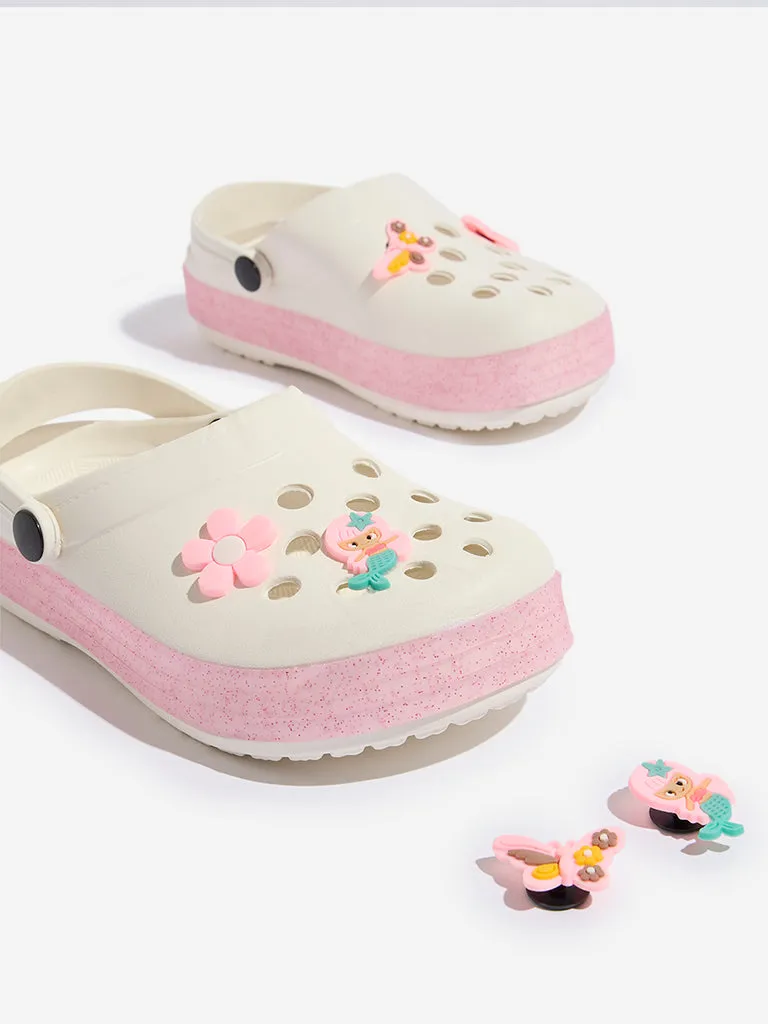 Yellow White Applique-Detailed Clog