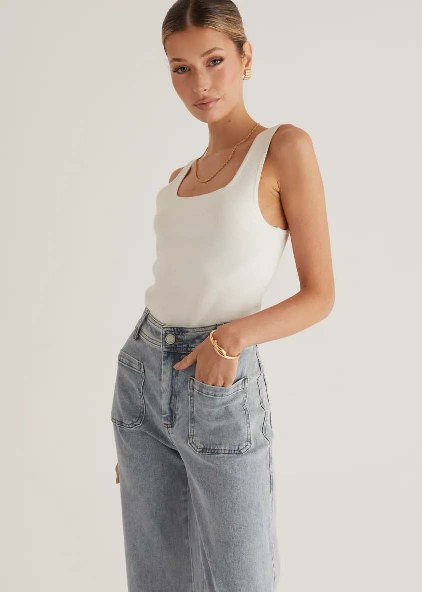 Zekroe Wide Leg Jeans - Light Blue