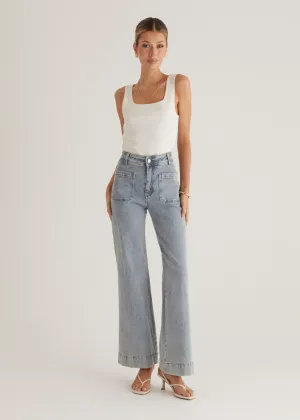 Zekroe Wide Leg Jeans - Light Blue